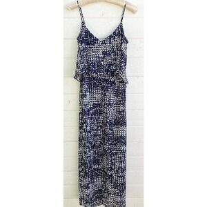 White House Black Market Dress 00 Maxi Flounce Navy Blue XS Strappy